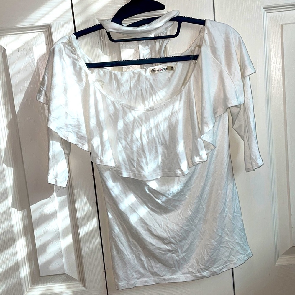 🤍Womens Medium Ruffle Collared Mid Sleeve Shirt🤍